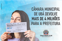 Câmara de Ubá devolve mais de 4 milhões ao Executivo