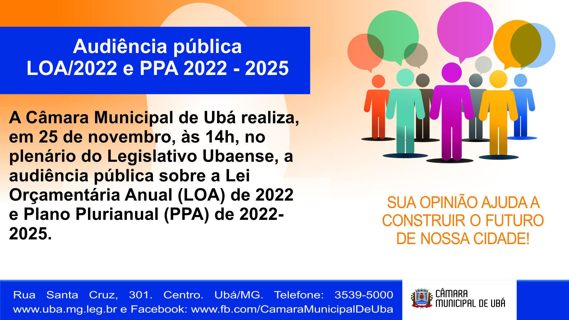 CMU realiza audiência pública sobre a LOA e PPA 