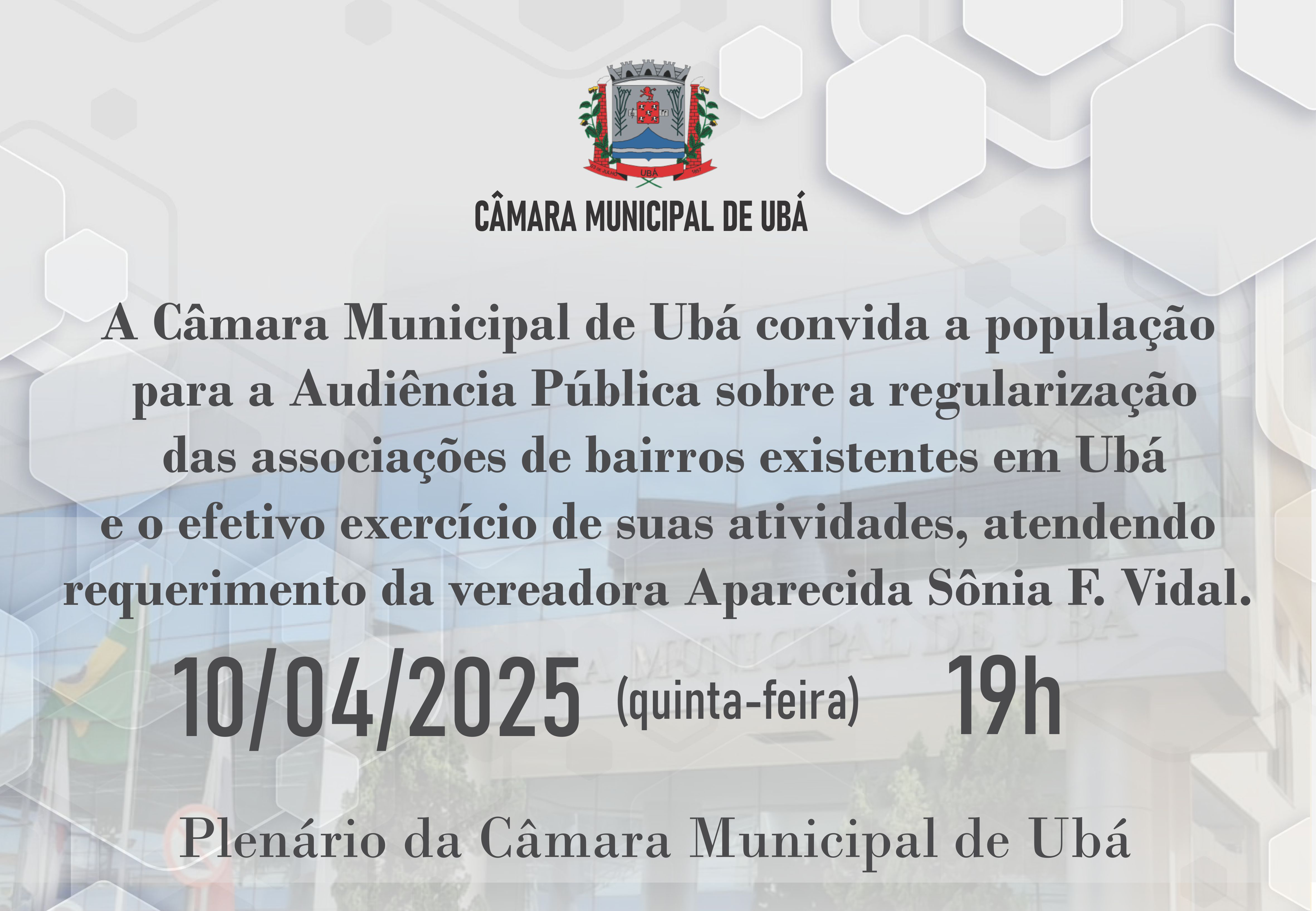 CMU realiza audiência pública sobre regularização das associações de bairros