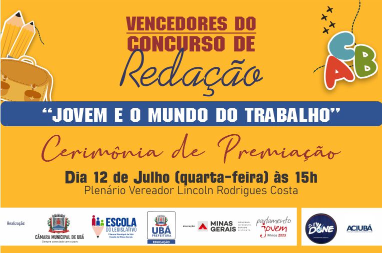 CMU REALIZA  CERIMÔNIA DE ENTREGA DE PRÊMIOS DO CONCURSO DE REDAÇÃO