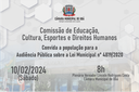 Comissão de Educação da CMU convida para audiência pública