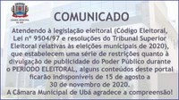 Comunicado período eleitoral