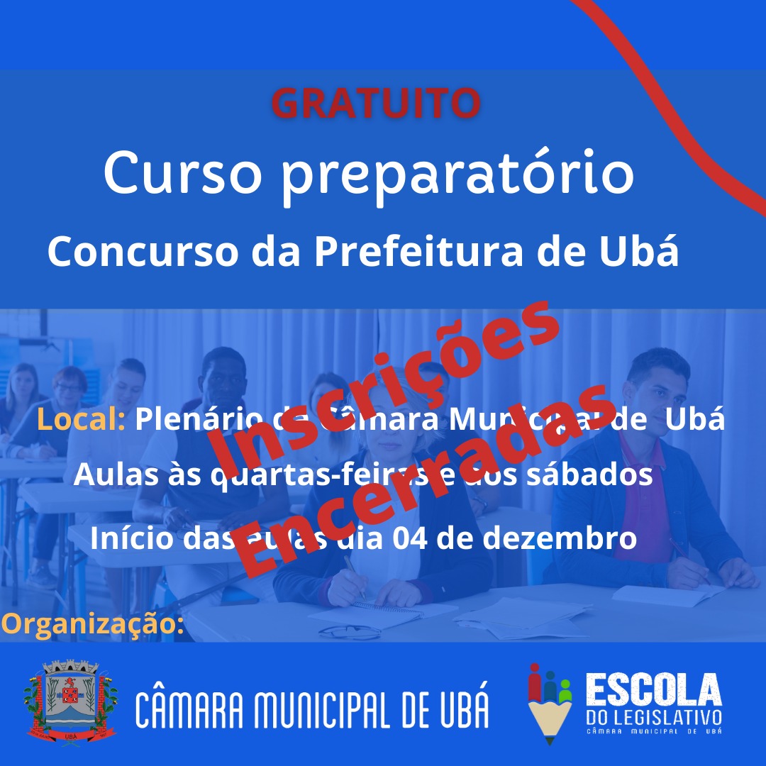 Escola do Legislativo da Câmara de Ubá promove curso preparatório para concurso da Prefeitura 