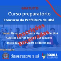Escola do Legislativo da Câmara de Ubá promove curso preparatório para concurso da Prefeitura 