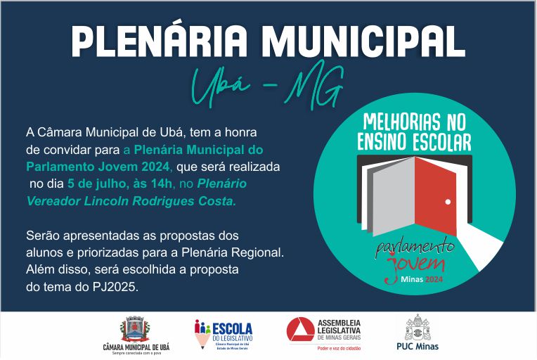 Escola do Legislativo realiza a Plenária Municipal do Parlamento Jovem na próxima sexta-feira