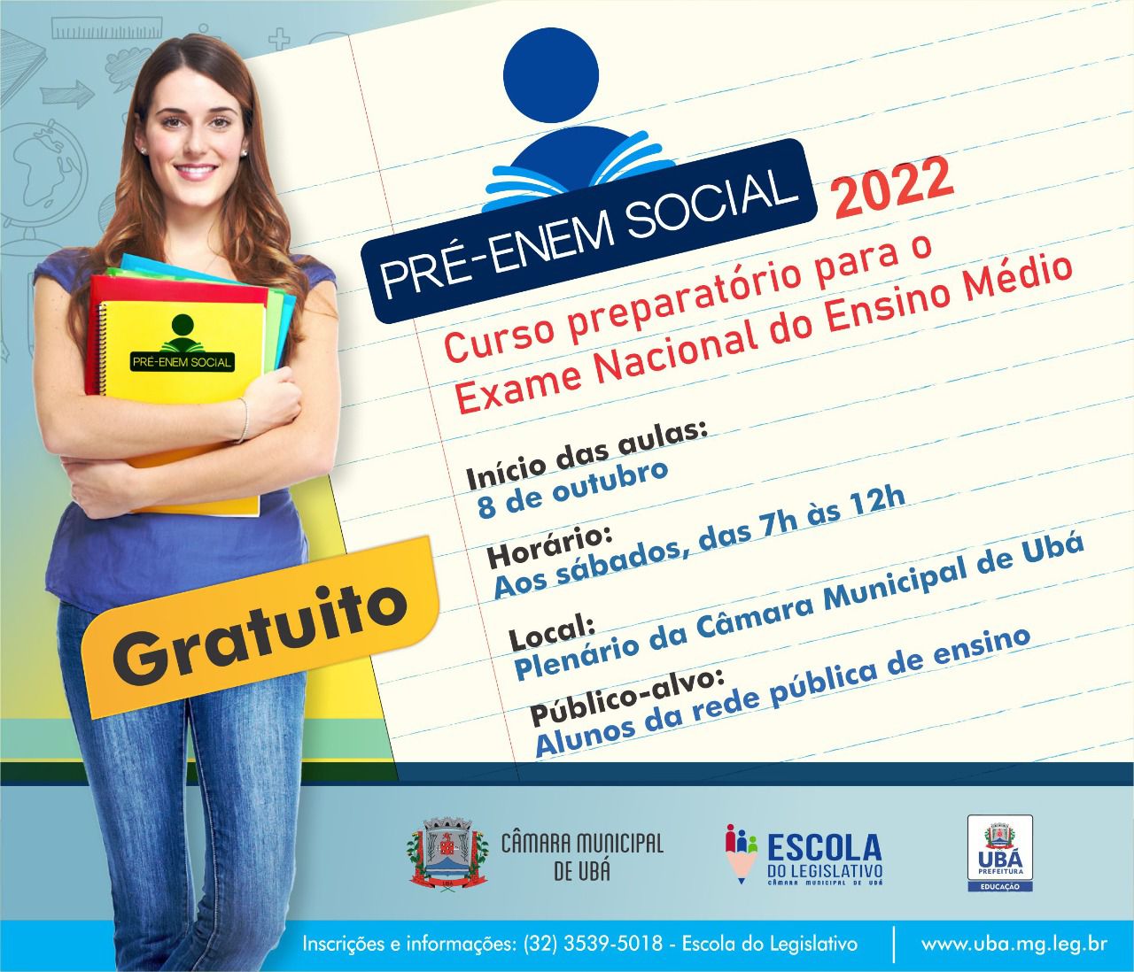 Estão abertas as inscrições para o Pré-Enem Social da CMU