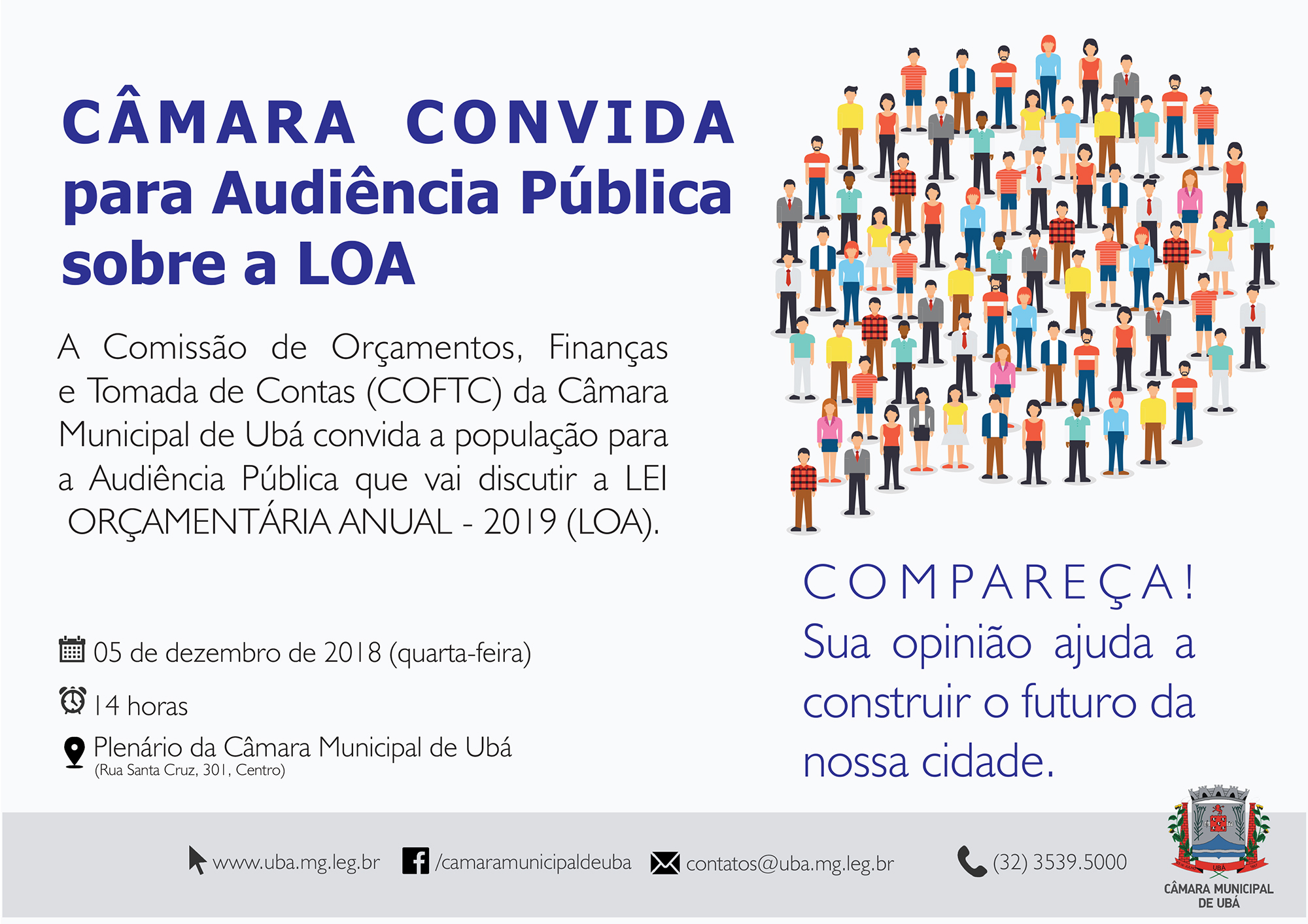 Lei Orçamentária Anual de 2019 será discutida em audiência pública na CMU