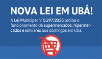 Lei proíbe funcionamento de supermercados e hipermercados aos domingos em Ubá