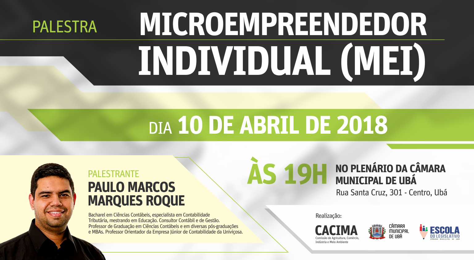 MEI é tema de palestra na Câmara Municipal de Ubá