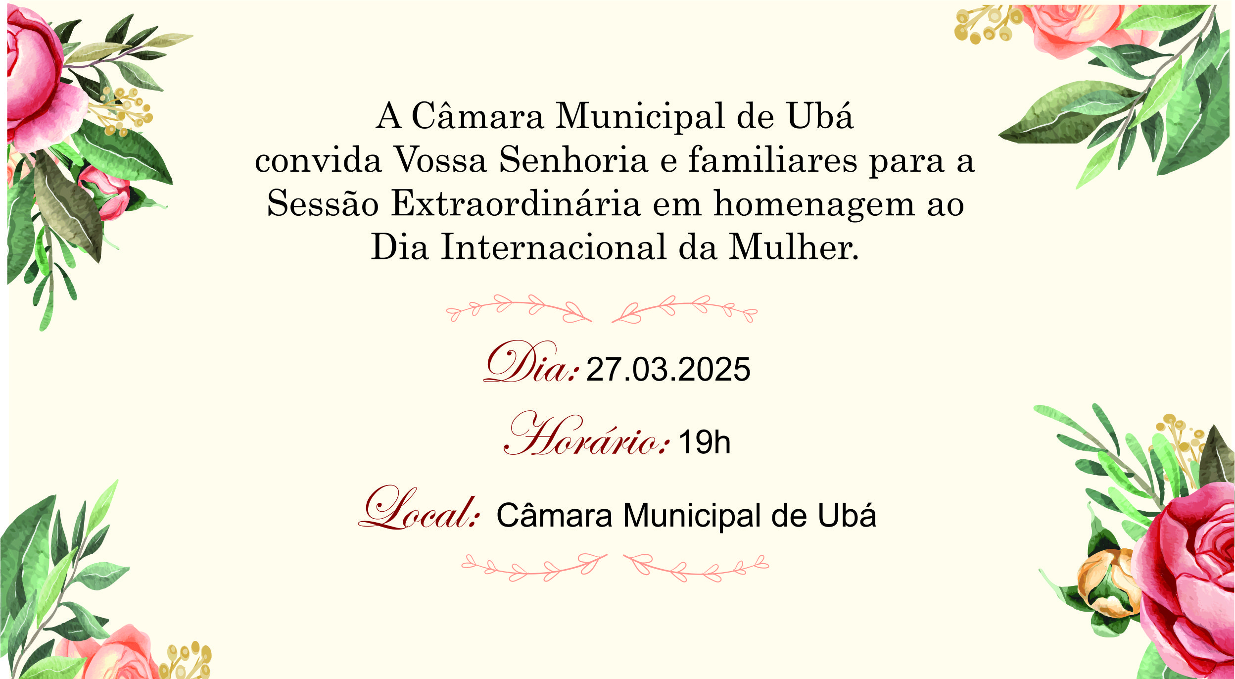 Poder Legislativo realiza sessão extraordinária em homenagem ao Dia Internacional da Mulher