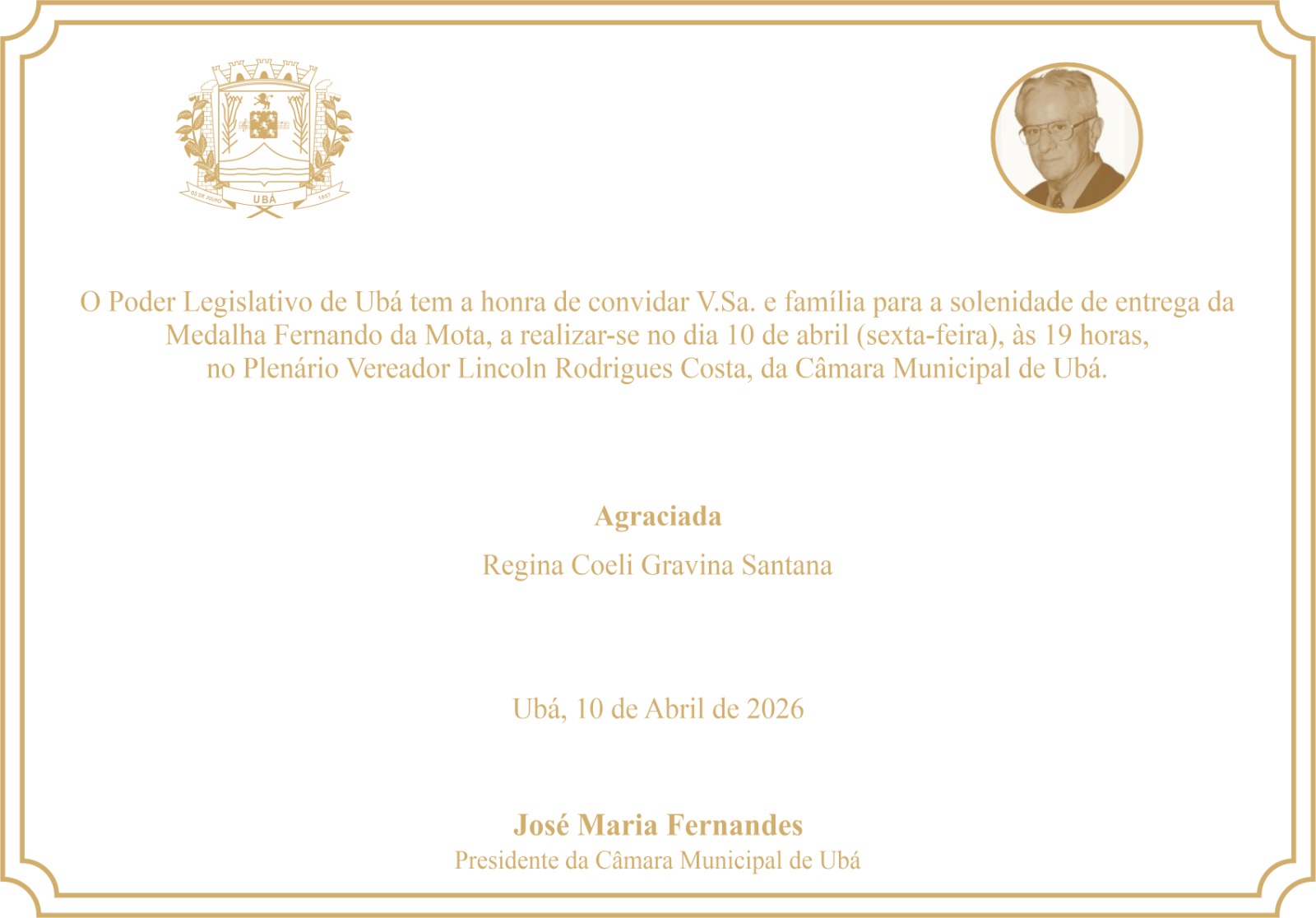 Poder Legislativo realiza solenidade de entrega da Medalha Fernando da Mota na próxima sexta-feira