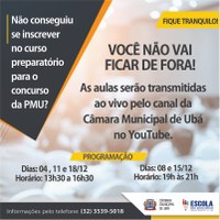 Preparatório para o concurso da PMU: CÂMARA VAI TRANSMITIR AO VIVO AS AULAS DO CURSO