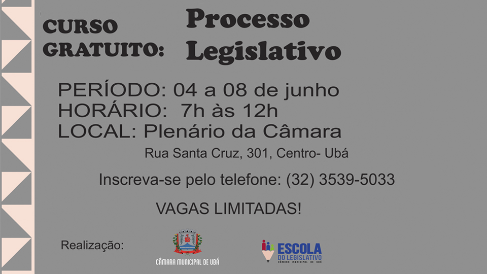 Processo Legislativo é o novo tema do curso gratuito promovido pela CMU