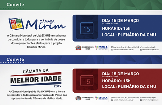 Projetos Câmara Mirim e Câmara da Melhor Idade de 2017 serão lançados em 15 de março