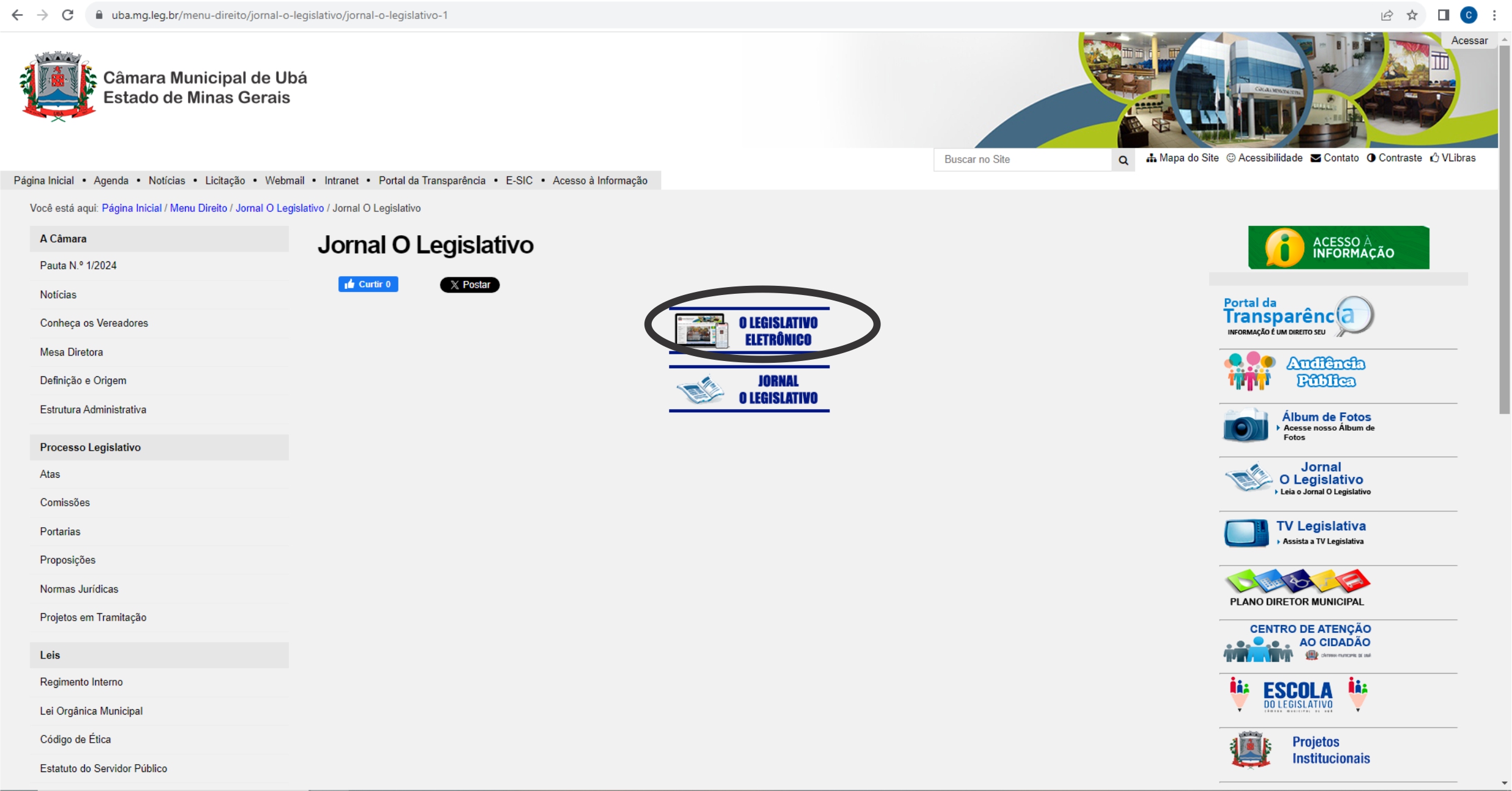 Saiba como acessar o Jornal O Legislativo no site da CMU