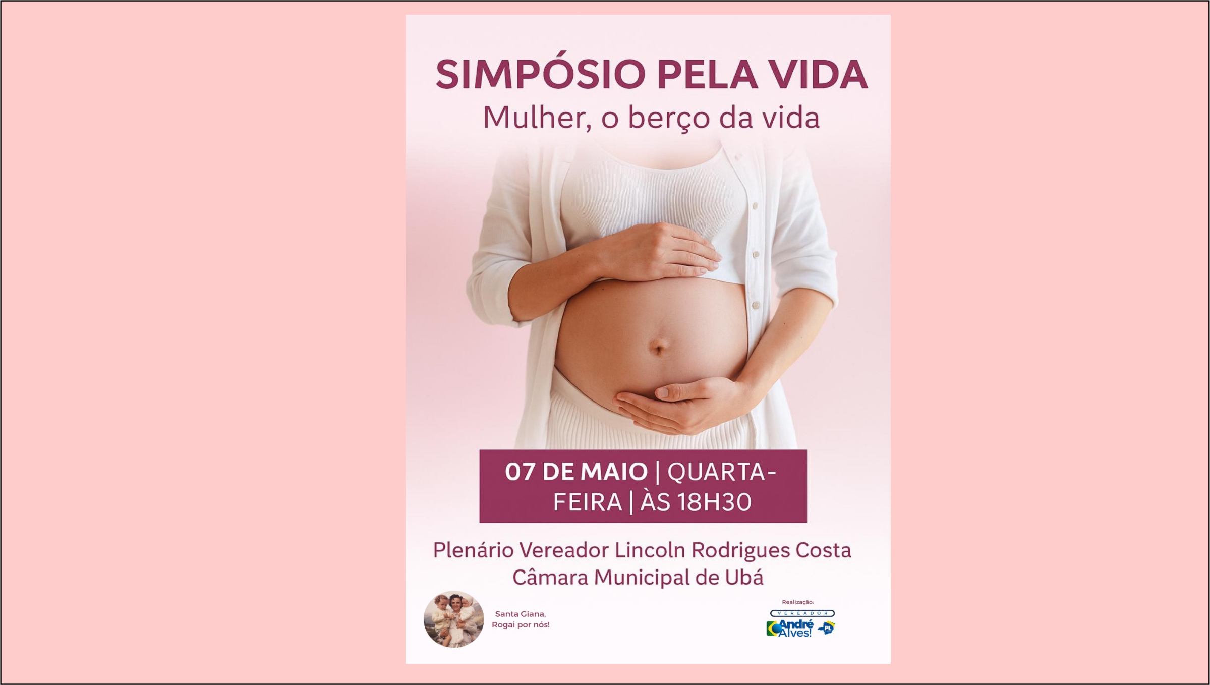 Simpósio pela vida será realizado no plenário da Câmara Municipal de Ubá